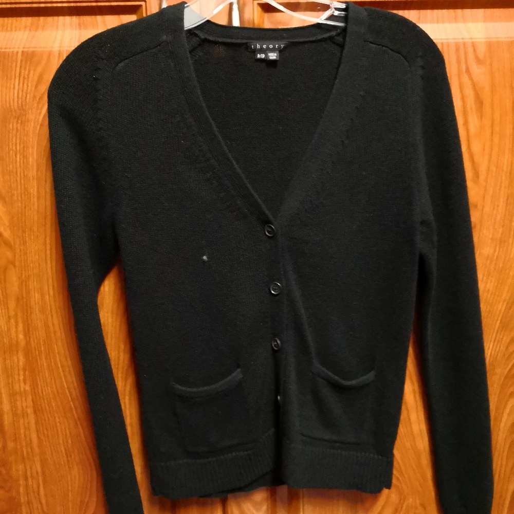 Theory black knit cardigan